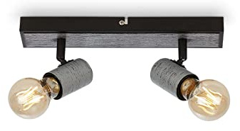 BRILONER - Spot da soffitto, lampada da soffitto orientabile, plafoniera, 2x attacco E27, Silver-Crafted, 300x50x110 mm