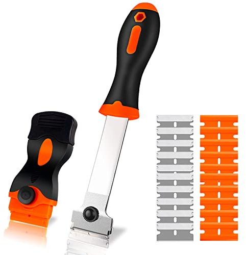 SPEALLOY Heavy-Duty & Gentle Scraper Duo Kit | 2-in-1 Metal & Plastic Scraper Set with 20 Blades | Perfect for DIY, Kitchen Stovetop, Window Decals, Bathroom Caulk & Paint Removal