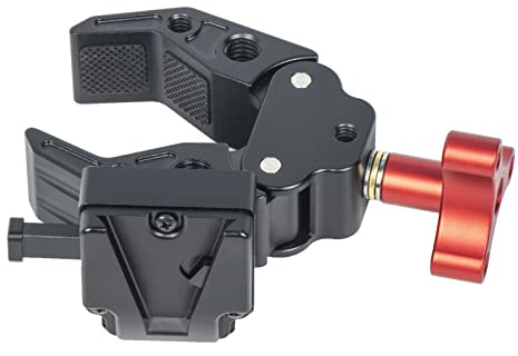 Came-TV V-Mount - Abrazadera de batería de gran ángulo abierto y adaptador de estructura sólida con agujeros de tornillo de 1/4 y 3/8 pulgadas para montaje en soporte de luz o trípode