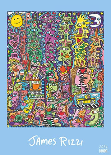 DUMONT James Rizzi Posterkalender 2024, im Format 50 x 70 cm, Monatskalender im Pop Art Stil, Kunstkalender mit Illustrationen
