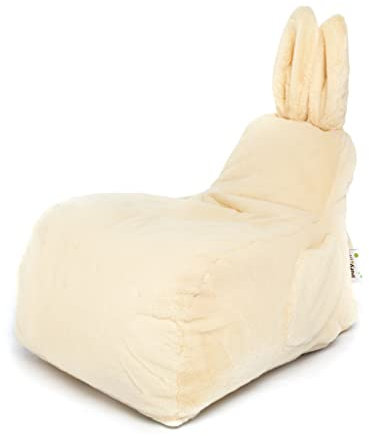 Ecopuf Bunny L | Kinder Sitzsack Hase Design - Original Sitzsack Hase mit Kunstfellbezug und vollständig abnehmbarem Bezug - Sitzsack Hase mit Aufbewahrungstasche