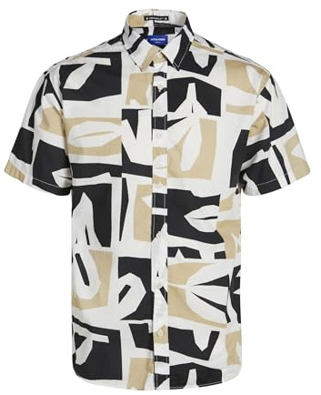 JACK & JONES JORJOSHUA Aruba AOP Camiseta SS, Fields of Rye/AOP: Abstract, L