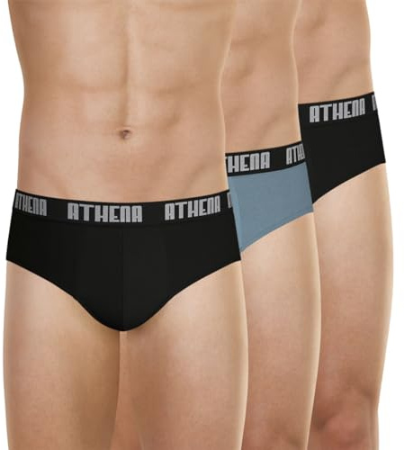 Athena - Lot de 3 Slips Homme Ecopack Basic Color - Slips Coton - Coupe Moderne Ergonomique, Confort et Maintien - Label Oeko-TEX® Standard 100