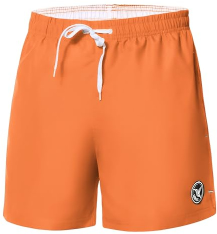 Ladeheid badbyxor för män, bekväma badshorts, korta med sidofickor och snören, badshorts för män med nätfoder, perfekt för sommar, strand och pool – LA40-198, apelsin, M
