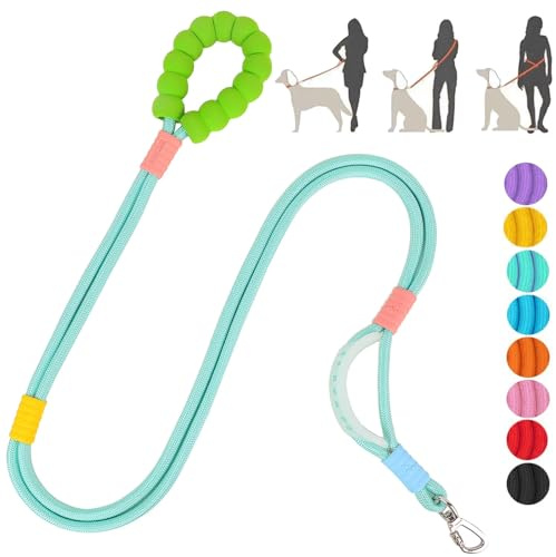 JSXD Dog Leash,5 FT Heavy Duty Dog Training Leash,Double Handle Comfortable Padded Hands Free Dog Leash,Adjustable Crossbody Waist Leash for Small Medium Large Dogs(Green)