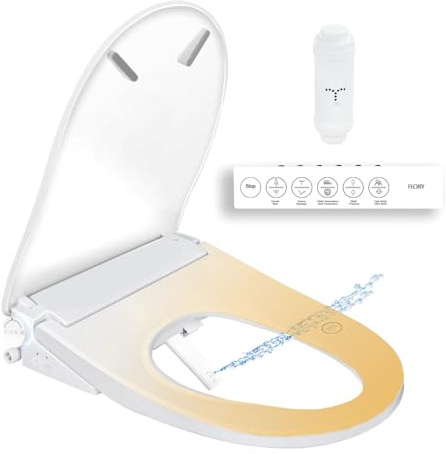 Bidet electrónico con mando remoto, 681XR, Versión definitiva, Calentamiento inmediato Bidet inteligente Sitio higiénico, Botón LED lateral, 4 modos de limpieza Bidet con luz nocturna (681)