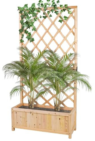 FRANKYSTAR Dorothy - Fioriera in legno di cedro impregnato con spalliera H180 cm - natural oak