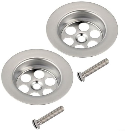 Lastdaytime Juego de 2 piezas de repuesto de acero inoxidable plateado con tornillo, tapones de drenaje de bañera, pieza de repuesto, fácil instalación