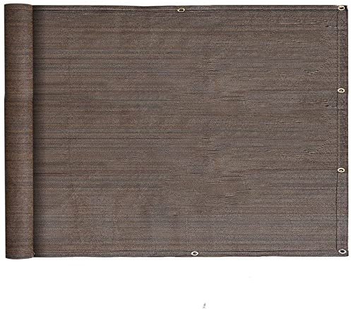 Balcony Privacy Shield Screen Cover 0.5x9.5m HDPE UV Protection Fence for Yard Lawn Pergola Decking Pool Patio Brown with Eyelets Cord and Cable Ties Attached 21922