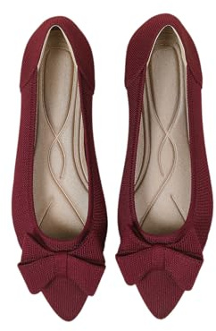 EGSDMNVSQ Ballerines Plates à Enfiler pour Femmes Chaussures Plates en Tricot Ballerines Classiques avec Nœud Chaussures Souples Classiques à Bout Pointu