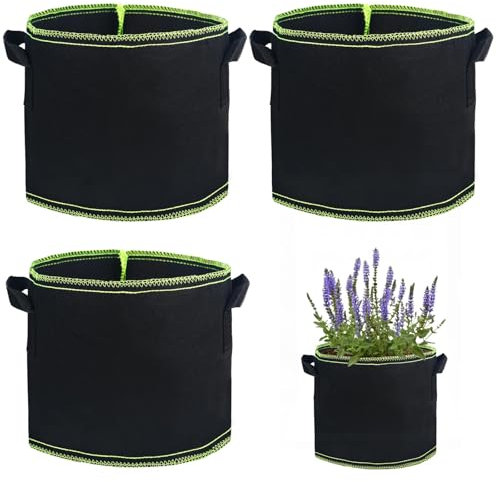 YYTECH Bolsa para plantas, 3 unidades, maceta de tela de 12 L, saco de plantación de tela no tejida con asas, bolsa de cultivo de plantas, reutilizable, transpirable, maceta de tela para tomates,