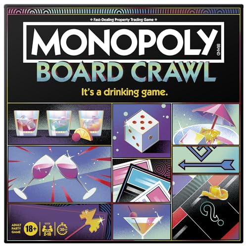 Monopoly Board Crawl Party Game, Official Monopoly Drinking Game for Adults Ages 18+ - English Version