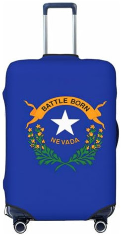 NBAGHPQ Nevada State Flag Print Double Sided Protezione Elastica Universale Valigia Copertura Unica Protezione Bagagli, Nero , M