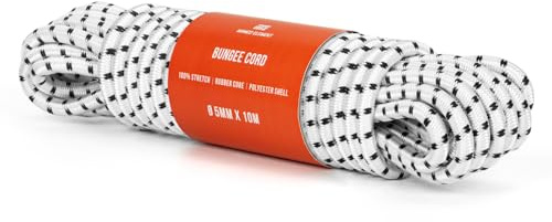 Manco Element Gummirep 5mm x 10m Expanderrep Elastisk Sladd Gummisnöre - Vit/Svart