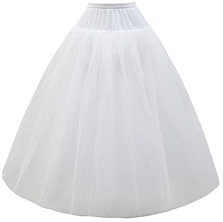 Aprildress Damen Petticoat Unterrock Lang Weiß Tüll Fluffy Crinoline Underskirt für Brautkleid Hochzeit Kleid DE-PPT026