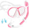 Supertrip Schnorchelset Kinder, Gehärtetes Glas Taucherbrille mit Dry Schnorchel, Tauchmaske Schnorchelmaske Tauchen Set Schnorchelbrillen für Junge Mädchen 6-14 Jahre (Rosa)