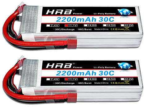 HRB 2PCS 11.1V 2200mAh 3S 30C Lipo Battery with Deans Plug for RC Car Boat Truck Heli Airplane Quadcopter Helicopter Multi-Motor Hobby DIY Parts