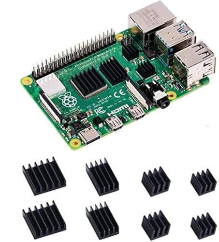 GeeekPi 8 Stück Kühlkörper für Raspberry Pi 4 Model B,Raspberry Pi Aluminium Kühlkörper mit wärmeleitendem Klebeband für Raspberry Pi 4B (RPi Board ist Nicht im Lieferumfang enthalten) (2Pack)