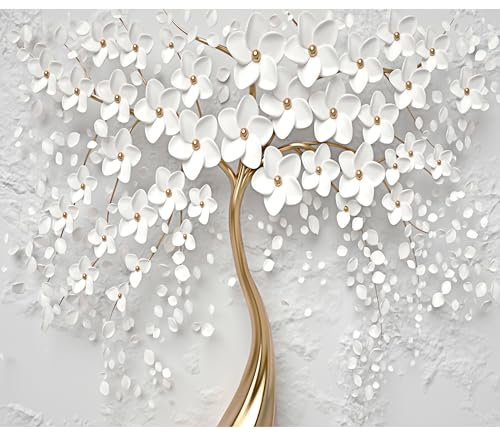 decomonkey Fototapete selbstklebend Blumen Baum 343x256 cm XL Selbstklebende Tapeten Wand Fototapeten Tapete Wandtapete klebend Klebefolie Ornament Modern