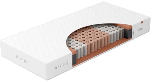 verapur Ortho Plus Taschenfederkernmatratze, H3-120 x 200 cm, 7-Zonen Matratze, Tonnentaschenfederkernmatratze, waschbarer Bezug, Öko-Tex, 23 cm hoch