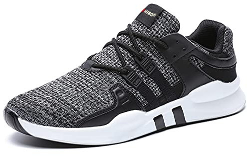 JACKSHIBO Schuhe Sneaker Herren Laufschuhe Damen Leicht Sportschuhe Gym Turnschuhe Outdoor Atmungsaktiv Freizeit Fitnessschuhe, 01 Grau 44 EU