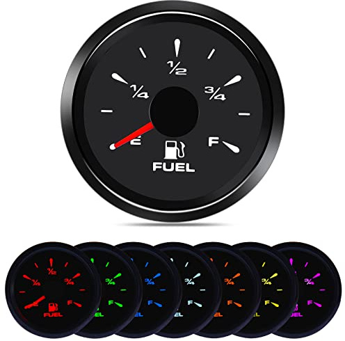 Geloo Indicatore Livello Carburante, 0~190 ohm 52mm Indicatore Digitale del Carburante 1/2 E-F 3/4E-F Misuratore Carburante