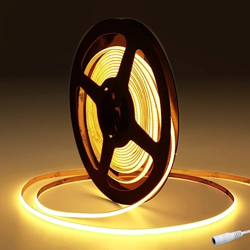 Tayire LED-remsa ljus DC24V, COB LED-band 5m 480 lysdioder/M totalt 2400 lysdioder varm vit 3000K neonljus, CRI90+ 4mm flexibel superljus LED-ljuslist för fest, diskar, hylla, heminredning