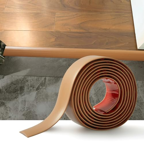 2M Striscia di Transizione per Pavimenti in Laminato Striscia di Soglia Profilo di Transizione Autoadesivo PVC e Vinile, Striscia di Giunzione per Pavimenti, 5cm Marrone Chiaro