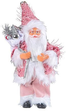 LKPOMI Statuette Natalizie di Babbo Natale 10,2 Pollici Figura di Babbo Natale in Piedi Decorazioni Natalizie Statue di Babbo Natale per la Decorazione Domestica di Feste(Rosa)
