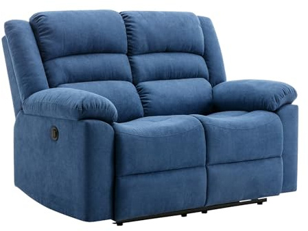 Vente-unique - Divano relax 2 posti Burolo - poliestere - blu