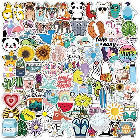 100 Pièces Stickers Aesthetic,Autocollant Aesthetic Vsco Stickers Ordinateur Portable pour PC, Skateboard，Guitare，Bouteille d'eau，Velo，Casque etc