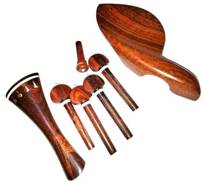 Geigenbeschlag aus Rosenholz mit Kinnhalter, Saitenhalter, 4 Wirbel mit Knochenverzierung 4/4 (Color : 1 Set Rosewood Parts)