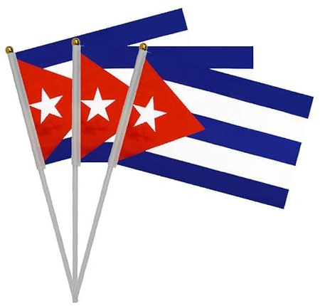 20 Piezas de Bandera de Manivela para el Día Nacional, Mini Bandera Portátil de Cuba