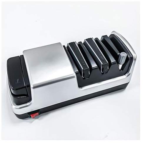 Aiguiseur Couteaux Electriques 4 en 1 Aiguiseur Couteaux Electriques Avec Des Abrasifs 100% Diamantés Et Des Guides D'angle De Précision. Aiguiseur,Silver