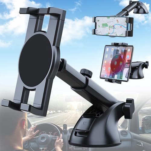 Mikqky Auto-Tablet-Halter, Autohalterung mit Saugnapf, Universal Tablet Halterung, Windschutzscheibe KFZ Handyhalterung, Lochfreier Auto-Tablet-Halter, 360-Grad-Auto-Tablet-Halterung(12,9 Zoll)