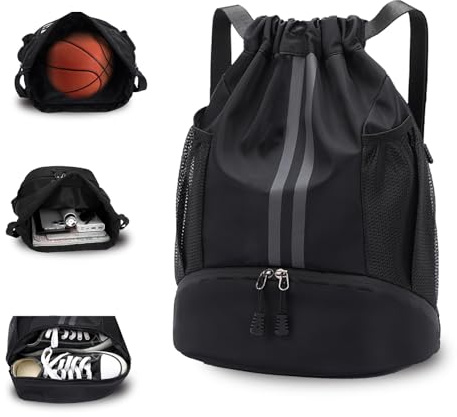 Rudmox Sac à dos avec cordon de serrage et compartiment à chaussures, sac de sport résistant à l'eau, sac de gym, sac à cordon pour hommes et femmes, pour le football, le basketball