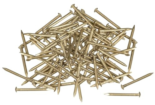 TOP-VIGOR 100Pcs Hardware Nails, 1.2mmx15mm Brass Nails and Pins Assortment, Wall Pins Tacks Nails for Woodworking, Panel Pins for Hanging Picture, Frame, Mirror, Furniture, Construction