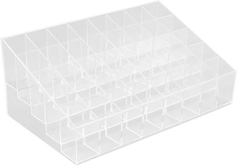 EASYKEENECOM 40 Grids Lipsticks Holder Clear Lip Gloss Storage Organiser Display Stand Makeup Organizer Acrylic Display Rack for Lipstick Tubes