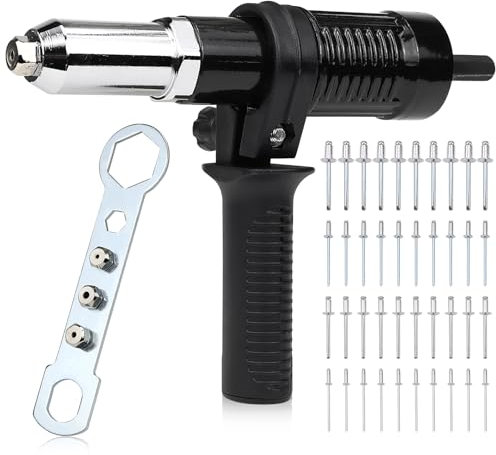 FSWWSF Remachadora eléctrica, Remachadora para Taladro, Remachadora para Taladro Inalámbrico, Con 40 remaches ciegos, Para Remaches con tamaños de 2,4/3,2/4,0/4,8 mm