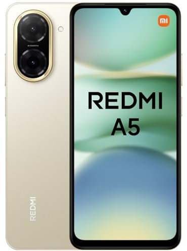 Xiaomi Redmi A5 - Smartphone de 4+128GB, Pantalla inmersiva de 6,88 120 Hz, Potente procesador Octa Core, Cámara Dual AI de 32 MP, 5200 mAh, Cargador no Incluido, Dorado (Versión ES)