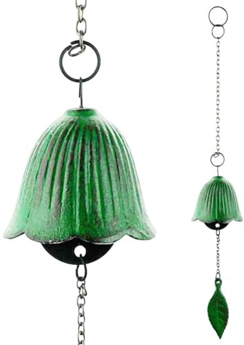 SDGBCXD Carillons éoliens, Carillons éoliens de 14 Pouces for Jardin, carillons éoliens en Forme de Cloche avec Pendentif en Forme de Feuille, Carillon éolien en Fer Vintage
