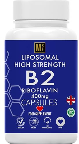 Vitamin B2 Riboflavin | 400mg Migraine Support 180 Capsules | 6 Months Supply | Vegan, High Strength Riboflavin Supplement | Liposomal Delivery for Maximum Absorption | Non-GMO | UK Company