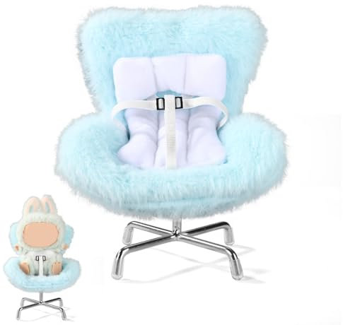 Tinoaly Autositz für 10–17 cm Große Puppen, Weicher Puppen-Sicherheitssitz mit Pelzkissen Lüftungsclip und Schreibtischständer Niedliche Schreibtisch Autodekoration für Spielzeugliebhaber und Sammler