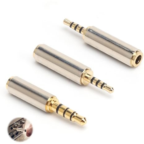 Ljudadapter 3-i-1 set – 2 x 2,5 mm till 3,5 mm adapter 1 x 3,5 mm till 2,5 mm adapter – högkvalitativ jackadapter för hörlurar smartphone MP3-högtalare Plug & Play ljudadapter för musikälskare