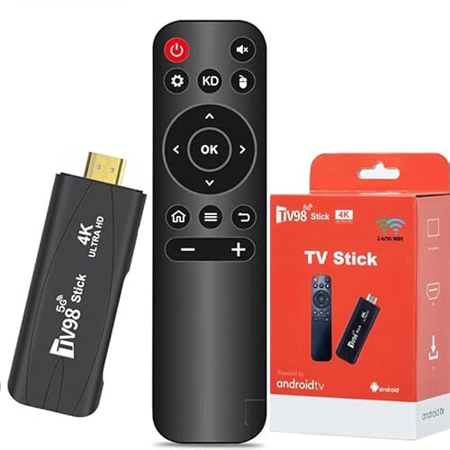 PAOUWJXNC Android TV Stick 4K DDR4 2GB RAM 16GB ROM H313 Quad-Core 64 bits WiFi5 Dual 2.4g/5G WiFi HDR10+ HD Smart TV Stick Box (H 2+ 16)