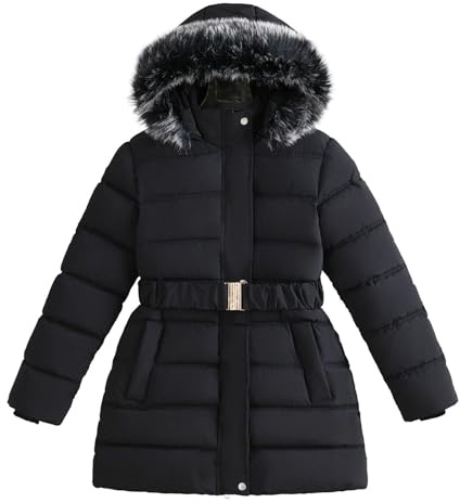 Manteau d'hiver pour fille - Chaud - Épais - En fourrure synthétique - Doublé - Veste à capuche - Vêtement d'extérieur pour temps froid - Tendance - Pour tout-petit