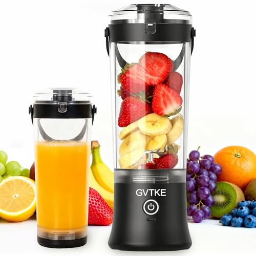 GVTKE Portable Blender Dual Mode 18000RPM 20Oz Blending Cup Ice Crushing Smoothie Frozen Fruit Mini Home Gym Travel(Black)