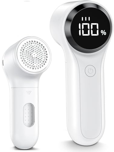 BZGG, levapelucchi ricaricabile, rimuove i pallini dai vestiti, 3 velocità regolabili, rasoio per tessuti, display LED, levapelucchi per vari tessuti. Bianco