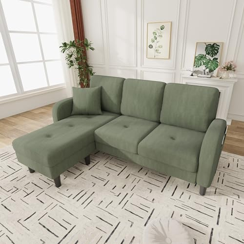 Kebnor 166 x 118 x 77 cm, divano ad angolo a L con chaise longue - divano a 3 posti, tessuto a coste, gambe in plastica, design modulare, ideale per soggiorno, appartamenti e uffici
