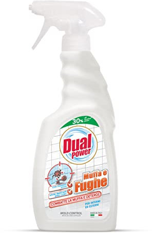 Dual Power, Pulitore Muffa e Fughe, Detergente con Ossigeno Attivo ad Azione Sbiancante, Senza Cloro, Sgrassa a Fondo Senza Intaccare le Ceramiche, Made in Italy, Confezione 500 ml